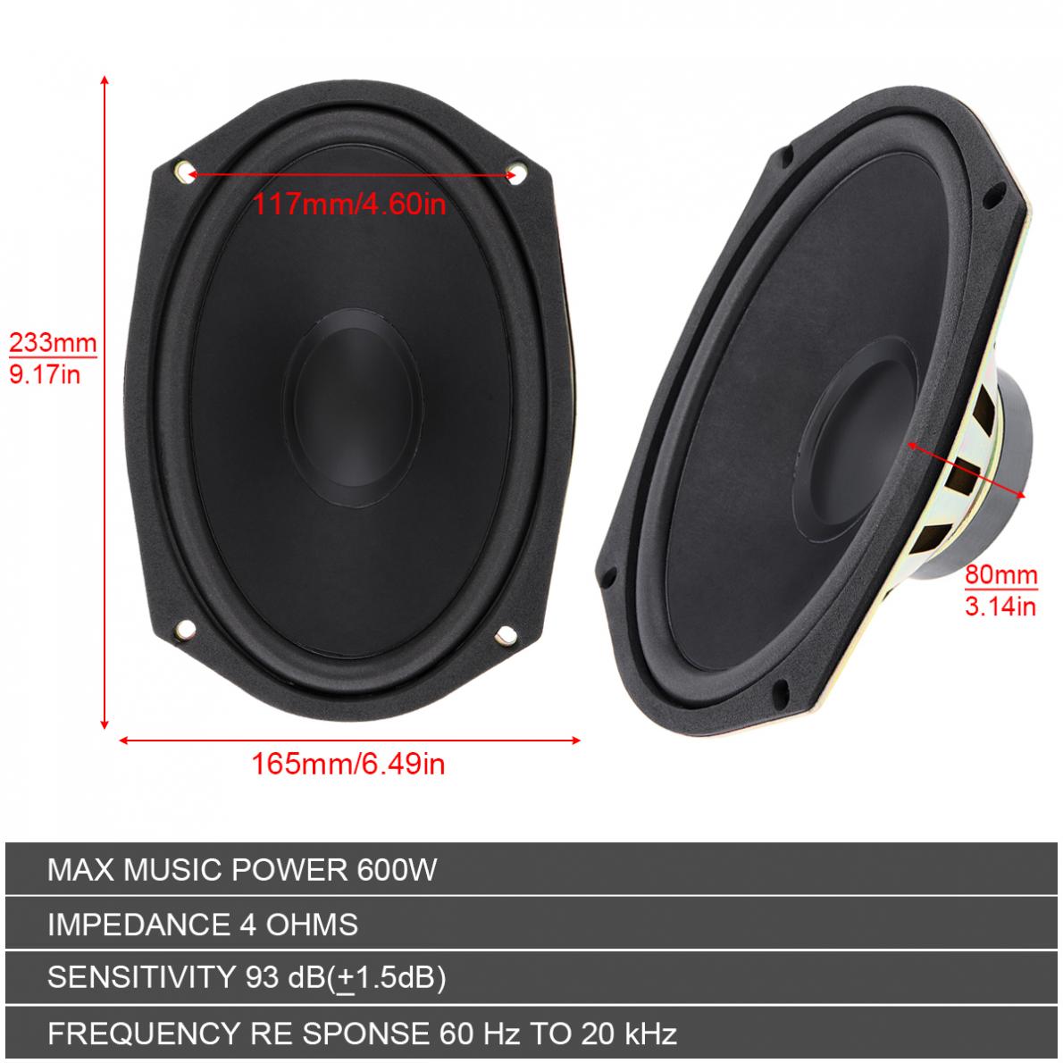 1 / 2 Piece 6x9 Inch 600W Univ - Audio X Music recension och pris